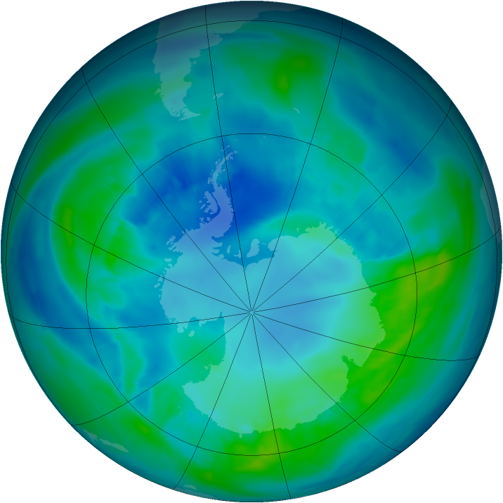 Antarctic ozone map for 22 April 2014